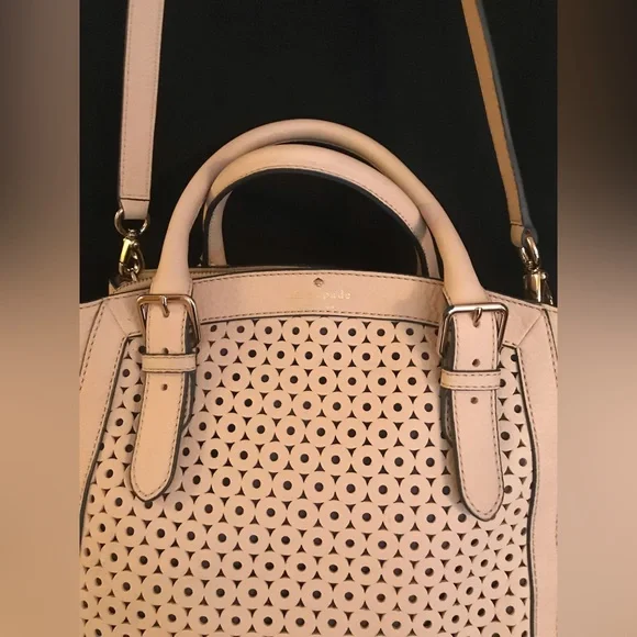 SALE❣️ Kate Spade Cream Laser Cut Leather Satchel - Picture 9 of 9